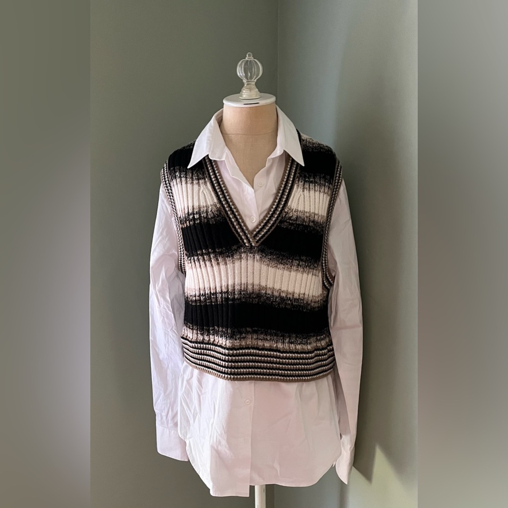 Veronica Beard Knit Vest with White Shirt